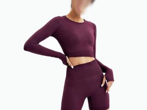 Two Piece Suit Women Seamless Yoga Set Gym Clothing Workout Sportswear High Waist Leggings Fitness Sport Crop Top(D,M)