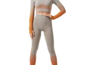 Female Fitness Yoga Wear Set Quick Dry Two-Piece Gradient Running Sports Suit Large Size(Medium)