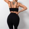 513ZO10wu7L.jpg Women's Sports Yoga Clothes Seamless Texture Women's Hip Lifting Trousers Bodybuilding Suit(Large)