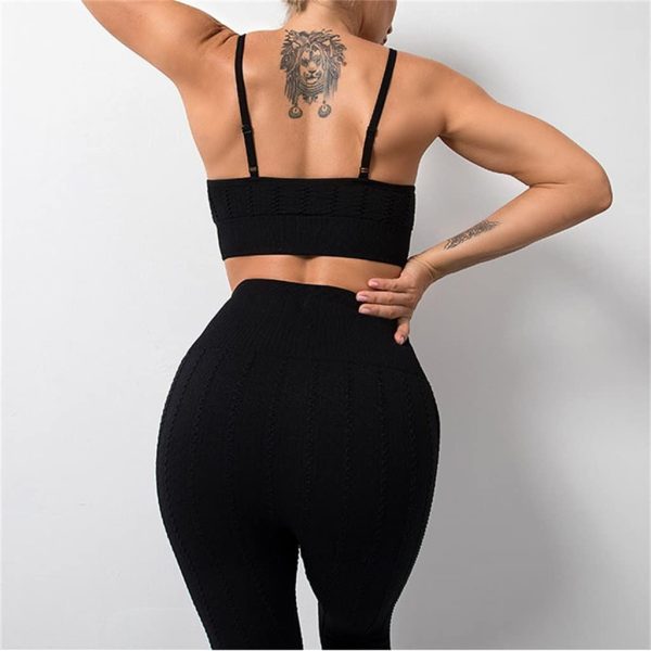 513ZO10wu7L.jpg Women's Sports Yoga Clothes Seamless Texture Women's Hip Lifting Trousers Bodybuilding Suit(Large)