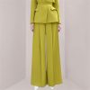51AdFDoTgNL.jpg Bright Color V-neck Waisted Top High Waisted Pressed Pleated Wide Leg Pants Two-piece Set