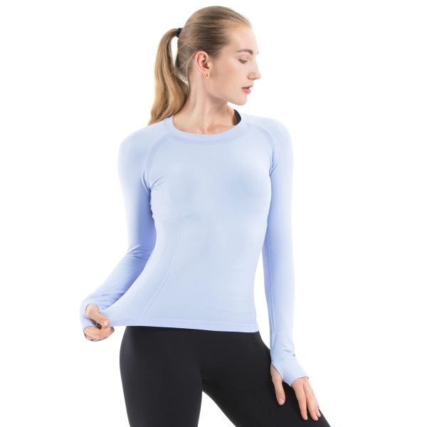51aELyuO1gL.jpg Seamless Workout Shirts for Women Long Sleeve Yoga Tops Sports Running Shirt Breathable Athletic Top Slim Fit