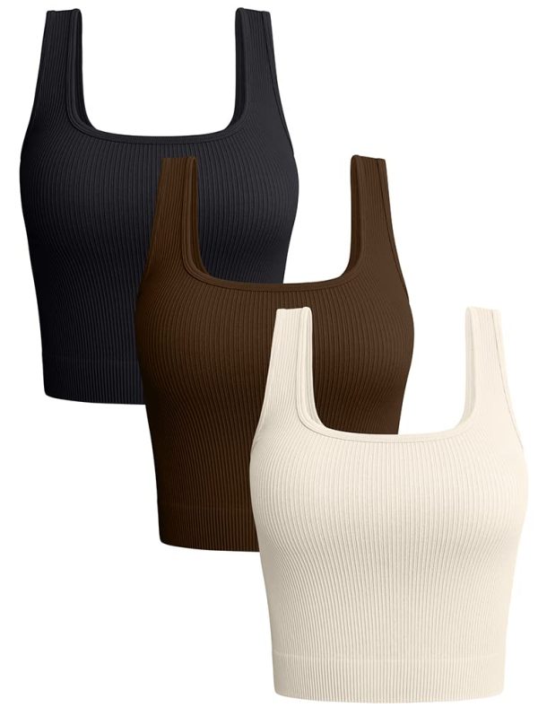 Women's 3 Piece Tank Tops Ribbed Seamless Workout Exercise Shirts 2025 Summer Basic Camis
