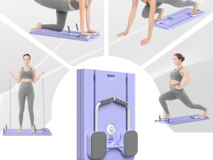 Pilates Board - Pilates Reformer Set, Multi-Purpose Foldable Pilates Reformer Board for Home, 5 in 1 Pilates Sliding Board