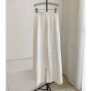 6163CsNLtL.jpg Women's Embroidered Cotton Set - White Hollow Out Shirt & Elastic Waist Pants