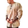 61HvZgNd9OL.jpg Men's Fashion Cotton Linen Shirt Long Sleeve Solid Color Ethnic Beach Yoga Top
