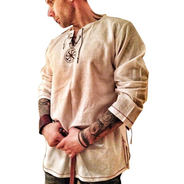 61HvZgNd9OL.jpg Men's Fashion Cotton Linen Shirt Long Sleeve Solid Color Ethnic Beach Yoga Top
