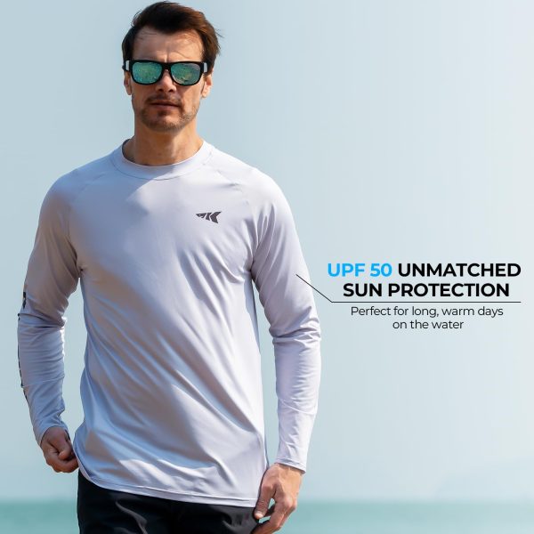 61K88XXEDEL.jpg UPF 50 Fishing Shirts for Men, Long Sleeve Fishing Hiking Shirt, Breathable Moisture Wicking, Sun Shirts for Men