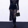 61Lp72uUl2L.jpg Women's Lace Top Set - Square Neck Long Sleeve & Skirt Casual 2-Piece
