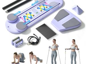 Pilates Board – 6-in-1 Foldable Reformer Training Kit with Auto-Rebound Ab Roller & Digital Display – Portable Home Core Workout