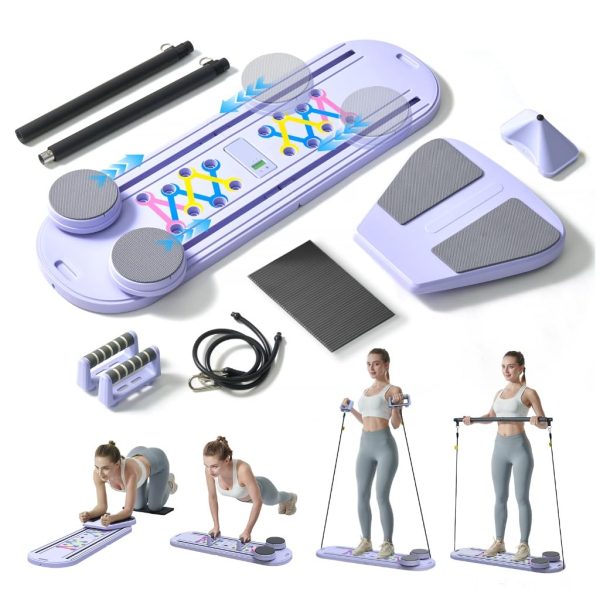 61SDjo4HXhL.jpg Pilates Board – 6-in-1 Foldable Reformer Training Kit with Auto-Rebound Ab Roller & Digital Display – Portable Home Core Workout