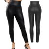 61Squ4m1LeL.jpg Shapewear Leggings Leather Pants - Faux Leather Leggings for Women Tummy Control Hight Waisted Pleather Pants