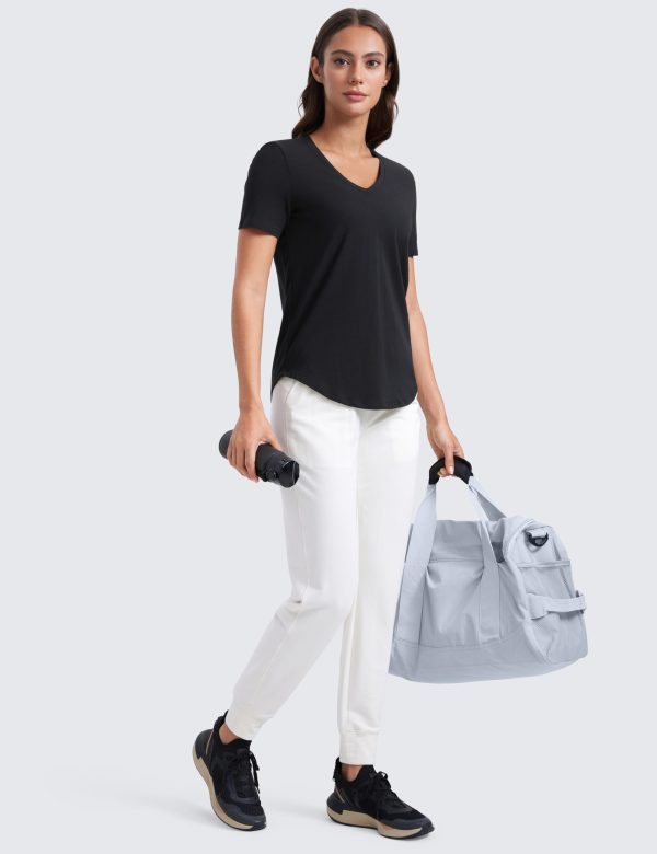 61T7bIQY6jL.jpg Womens Pima Cotton V Neck T-Shirt Short Sleeve Casual Workout Shirts Soft Summer Basic Tee Tops