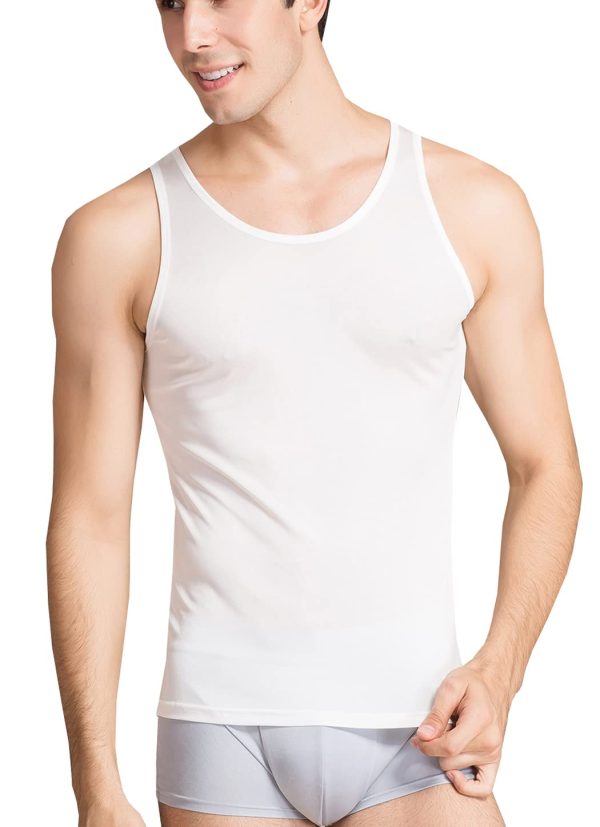 61VhnA4cjlL.jpg Men's Silk Tank Tops Sleeveless Pure Silk Undershirt Super Absorbent and Breathable Classic A Shirts
