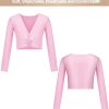 61dAE9pcUcL.jpg 3 Pcs Girls Ballet Wrap Cover up Ballet Top Sweater Cotton Long Sleeve Dance Shrug Dance Leotard for Kids