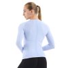 61gZMscSTyL.jpg Seamless Workout Shirts for Women Long Sleeve Yoga Tops Sports Running Shirt Breathable Athletic Top Slim Fit