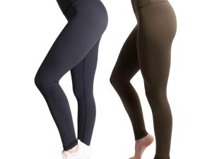 Tummy Control Compression Leggings for Women | High Waisted Workout Yoga Pants (Black + Olive Brown, X-Large) Bundle
