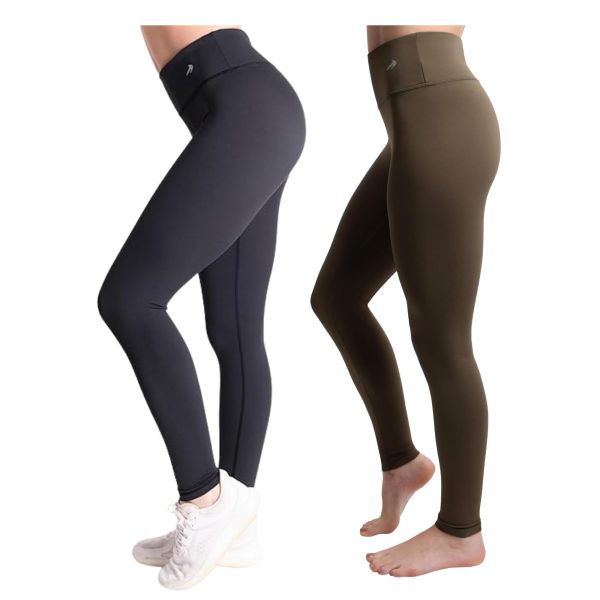 61nRPM8bU-L.jpg Tummy Control Compression Leggings for Women | High Waisted Workout Yoga Pants (Black + Olive Brown, X-Large) Bundle