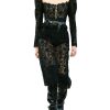 61u92XVyPDL.jpg Women's Lace Top Set - Square Neck Long Sleeve & Skirt Casual 2-Piece
