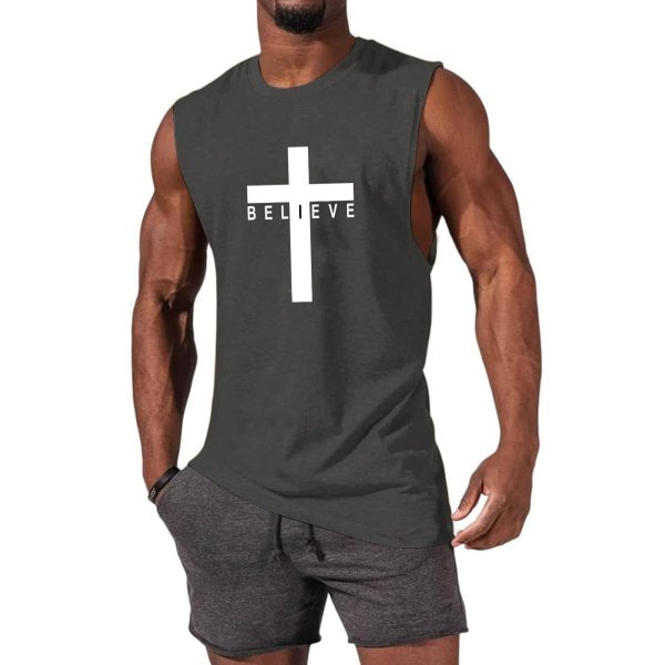 61uPljUZa1L.jpg Weiyuqi Christian Tank Top for Men Jesus Cross Shirts Believe Printed Faith Sleeveless Graphic Tee Workout Muscle Shirt