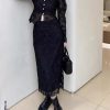 61zkuYcFelL.jpg Women's Lace Top Set - Square Neck Long Sleeve & Skirt Casual 2-Piece