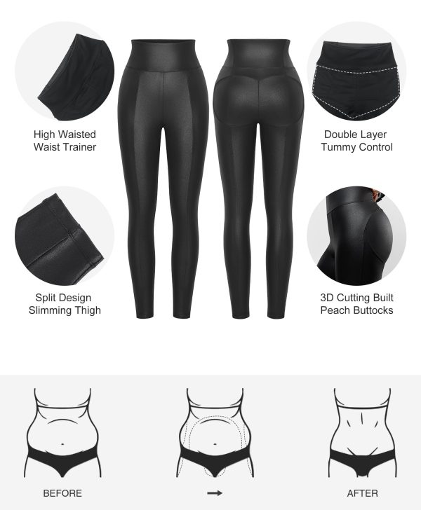 71-L-XyuTEL.jpg Shapewear Leggings Leather Pants - Faux Leather Leggings for Women Tummy Control Hight Waisted Pleather Pants