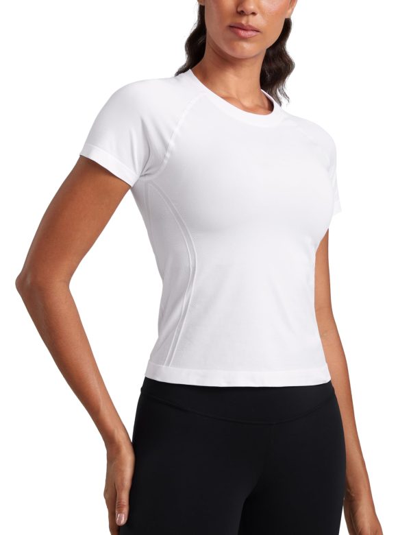 Seamless Short Sleeve Shirts for Women Breathable Running Workout Tops Athletic Gym Yoga Basic T-Shirts