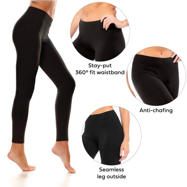 715u4zdKrpL.jpg Womens Ultra Soft Cotton Stretch Full Length Footless Leggings Skinny Pant Tights | Multi Packs & Colors