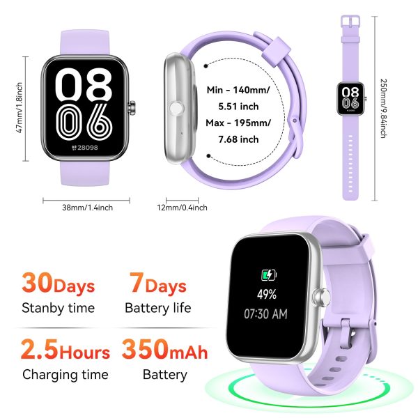 Smart Watch with Alexa & Bluetooth Calls, 1.83" HD Fitness Tracker for Men Women, IP68 Waterproof, 120+ Workout Modes, 24/7