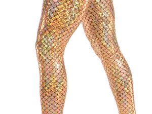 / Funstigators Festival Clothing: Holographic Gold Merman Meggings - Made in USA (Gold Mermaid, L)