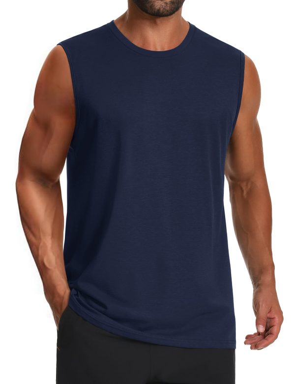 71AKl-4-eyL.jpg Men's Tank Top UPF 50+ Cotton Sleeveless Shirt Lightweight Casual Gym Workout Shirts Cooling Muscle Tee Shirt