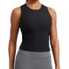 71AaMPk5SJL.jpg Cloudweight Womens Ruched Tank High Neck Workout Fitted Tops Basic Yoga Athletic Sleeveless Shirts