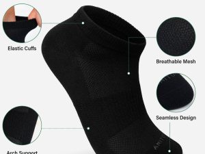 Bamboo Viscose Ankle Socks: No Show Low Cut Socks for Men Women Breathable Athletic Running Workout 6 Pairs