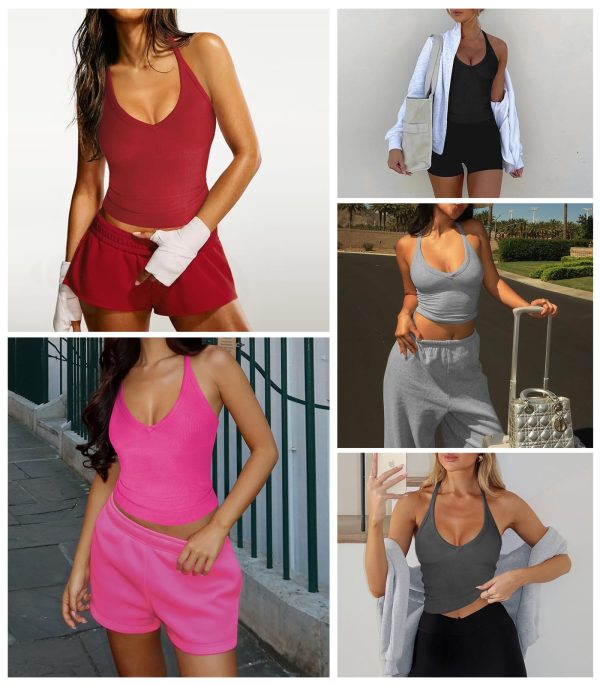 71H5bAfICKL.jpg Womens Tank Tops Summer V Neck Workout Racerback Yoga Gym Tank Tops
