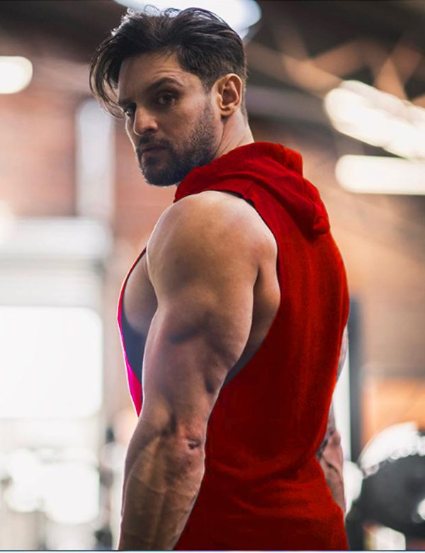 71KcM1Iw3L.jpg Men's 2 Pack Workout Hooded Tank Tops Bodybuilding Muscle Cut Off T Shirt Sleeveless Gym Hoodies