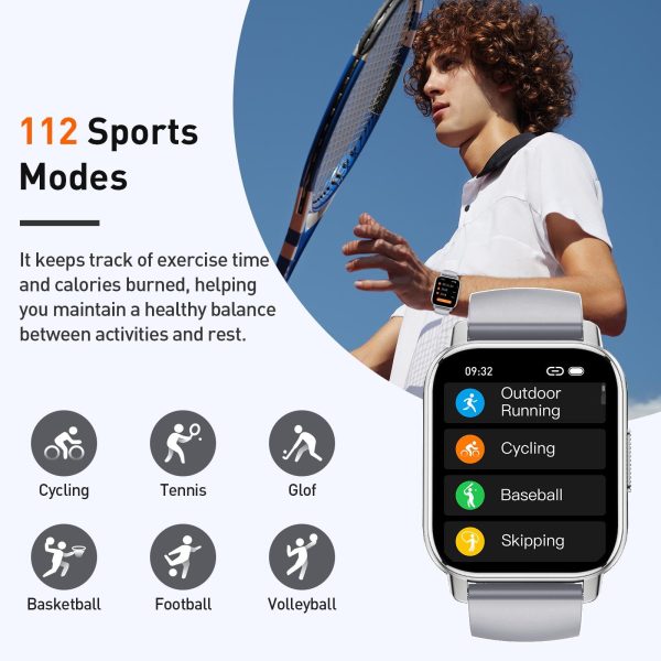 Smart Watch, 1.95" Smartwatch for Men Women(Answer/Make Call), Fitness Watch with 110+ Sports Modes/Heart Rate/Pedometer/Sleep