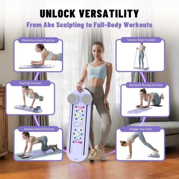 71LcUpQdhuL.jpg Pilates Board – 6-in-1 Foldable Reformer Training Kit with Auto-Rebound Ab Roller & Digital Display – Portable Home Core Workout