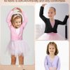 71NHUsE6FyL.jpg 3 Pcs Girls Ballet Wrap Cover up Ballet Top Sweater Cotton Long Sleeve Dance Shrug Dance Leotard for Kids
