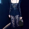 71VRSUkWCdL.jpg Women's Lace Top Set - Square Neck Long Sleeve & Skirt Casual 2-Piece