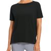 71WFxpPpuTL.jpg Women's Pima Cotton Short Sleeve Shirts Boat Neck Loose Fit Gym Workout T-Shirt Athletic Casual Tops