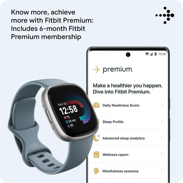 Versa 4 Fitness Smartwatch with Daily Readiness, GPS, 24/7 Heart Rate, 40+ Exercise Modes, Fit Bit Smart Watch for Men and
