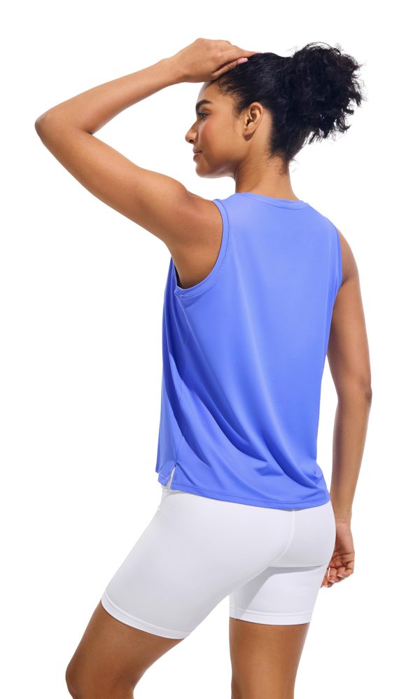 71ZXpAcXvGL.jpg Ice Silk Workout Tank Tops for Women Cool-Dry Sleeveless Loose Fit Yoga Shirts Athletic Running Gym