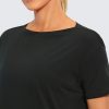 71ZjxEH7SaL.jpg Women's Pima Cotton Short Sleeve Shirts Boat Neck Loose Fit Gym Workout T-Shirt Athletic Casual Tops