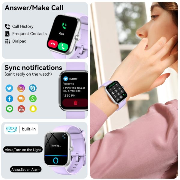 Smart Watch with Alexa & Bluetooth Calls, 1.83" HD Fitness Tracker for Men Women, IP68 Waterproof, 120+ Workout Modes, 24/7