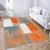 Non-Slip Area Rugs Orange and Grey White Abstract Art Home Decor Rugs Carpet for Classroom Living Room Bedroom Dining