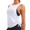71dfBZ8NbbL.jpg Pima Cotton Women Racerback Sleeveless Workout Tops Crew Neck Ruched Side Tanks Athletic Casual Loose Shirts