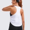 71gSWLMlhXL.jpg Pima Cotton Women Racerback Sleeveless Workout Tops Crew Neck Ruched Side Tanks Athletic Casual Loose Shirts