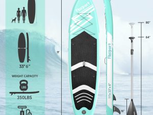 11' Premium Stand Up Paddle Board, Yoga Board with Durable SUP Accessories & Carry Bag | Wide Stance, Surf Control, Non-Slip