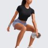 71hGi6oSYL.jpg Seamless Womens Short Sleeve Crop Tops Breathable Slim Fit Gym Workout Shirts Athletic Running Basic Tee Top