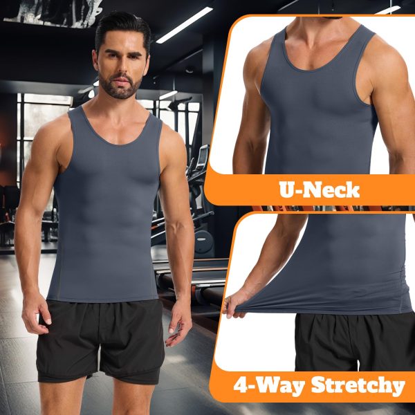 71jC4M7TL.jpg 3 Pack Compression Dry Fit Tank Top Men, Shapewear Shirt Sleeveless Men Slimming Muscle Undershirt for Gym